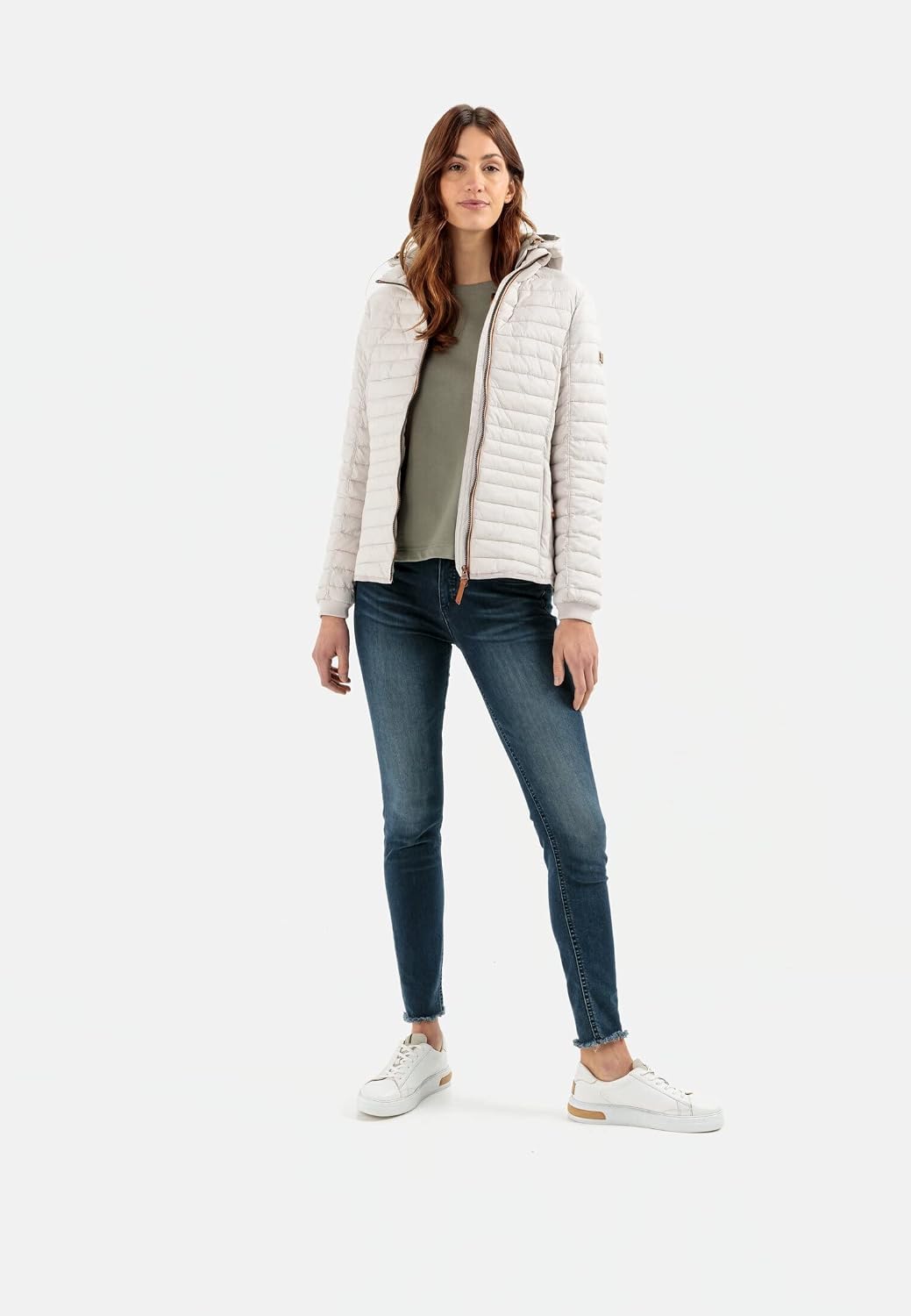 camel active Damen leichte Steppjacke mit Abnehmbarer Kapuze 48 Steppjacke Weiss, 48 Steppjacke Weis