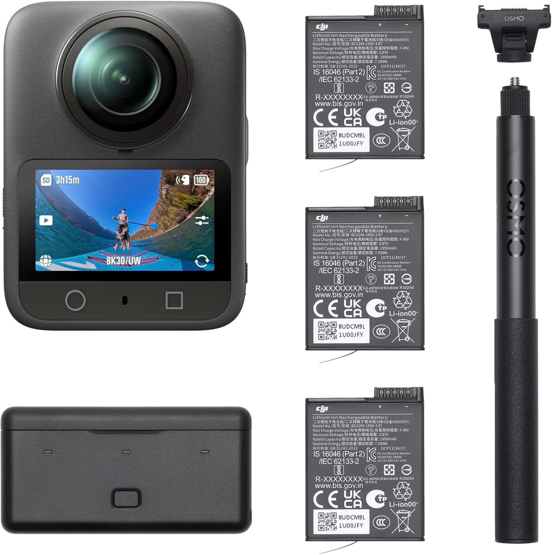 DJI Osmo 360 Adventure Combo – 360 Kamera mit 1-Zoll Sensor, 8K-360° Video, 4K/120fps & 170° Sichtfe