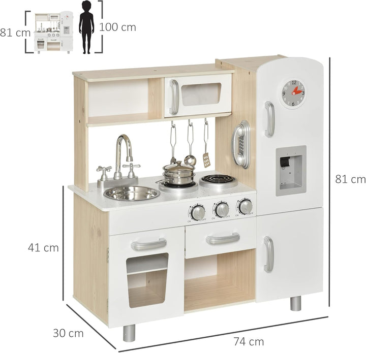 HOMCOM Kinderküche mit Ofen Spüle Kühlschrank für Kinder ab 3 Jahren Weiss | Spielküche, Puppenküche