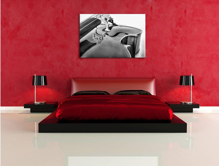 Monocrome, Cello, Format: 100x70 auf Leinwand, XXL riesige Bilder fertig gerahmt mit Keilrahmen, Kun