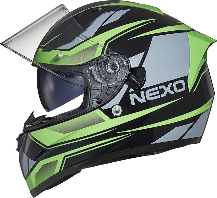 Nexo Integralhelm Sport II - Kratzfeste Visierung - Thermoplast - Belüftung Grün L, Grün L