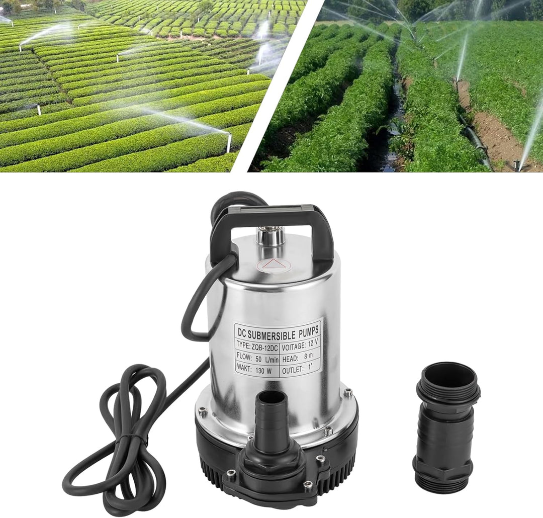 Qussse Tauchpumpe DC 12V, 160W Wasserpumpe Pumpe Schmutzwassertauchpumpe 3000rpm Tauchwasserpumpe Te