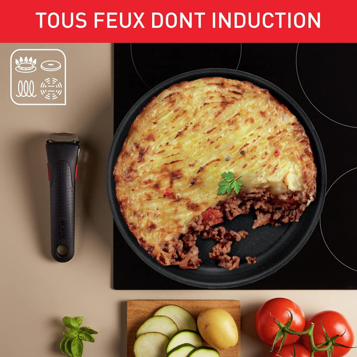 Tefal Ingenio L3998702 Kochgeschirr, Induktion, Antihaftbeschichtung, stapelbar, platzsparend, Tempe