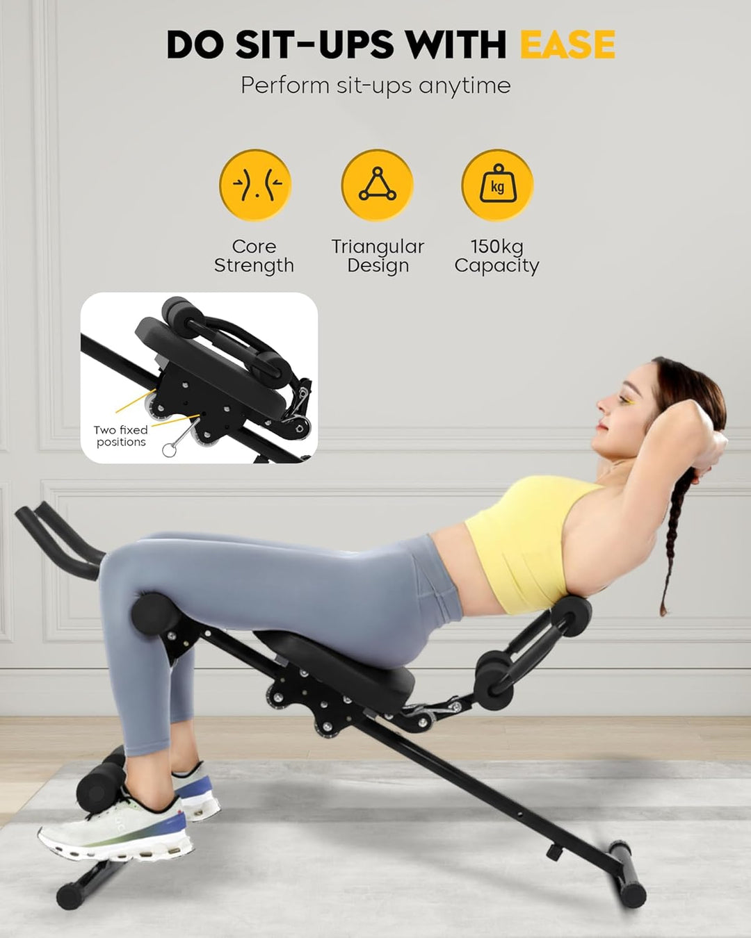 GuuG Bauchmuskeltrainer Bauchtrainer für Zuhause: Bauch Trainingsgerät Klappbar Bauchmuskeltraining