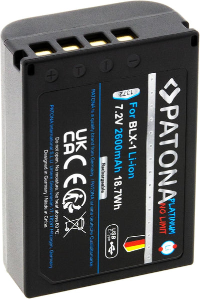 PATONA 1372 Platinum BLX-1 USB Akku (2400mAh) mit direkt USB Eingang (USB-c) - für OM-1 1x BLX1 USB,