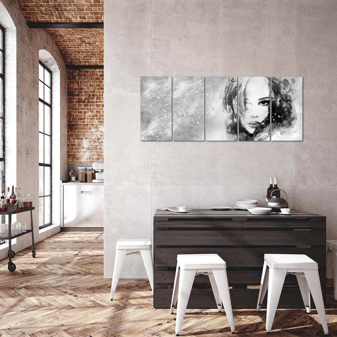 Runa Art Bild Frau Abstrakt Wandbilder auf Vlies Leinwand 5 Teilig Wanddekoration Wohnzimmer Schlafz