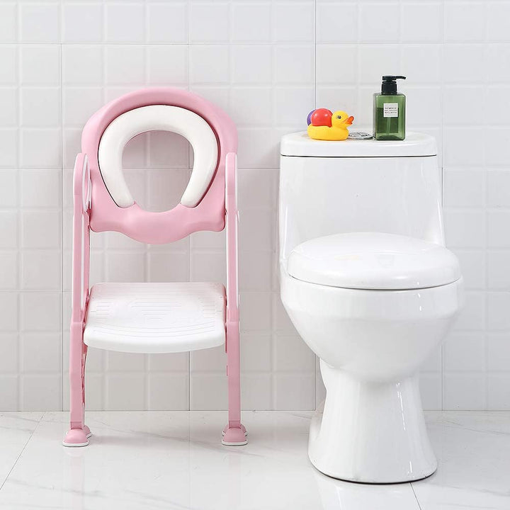 Toilettensitz Kinder mit Treppe, Kinder Toilettensitz Toilettentrainer, Weicher WC Sitz, Faltbar Kin