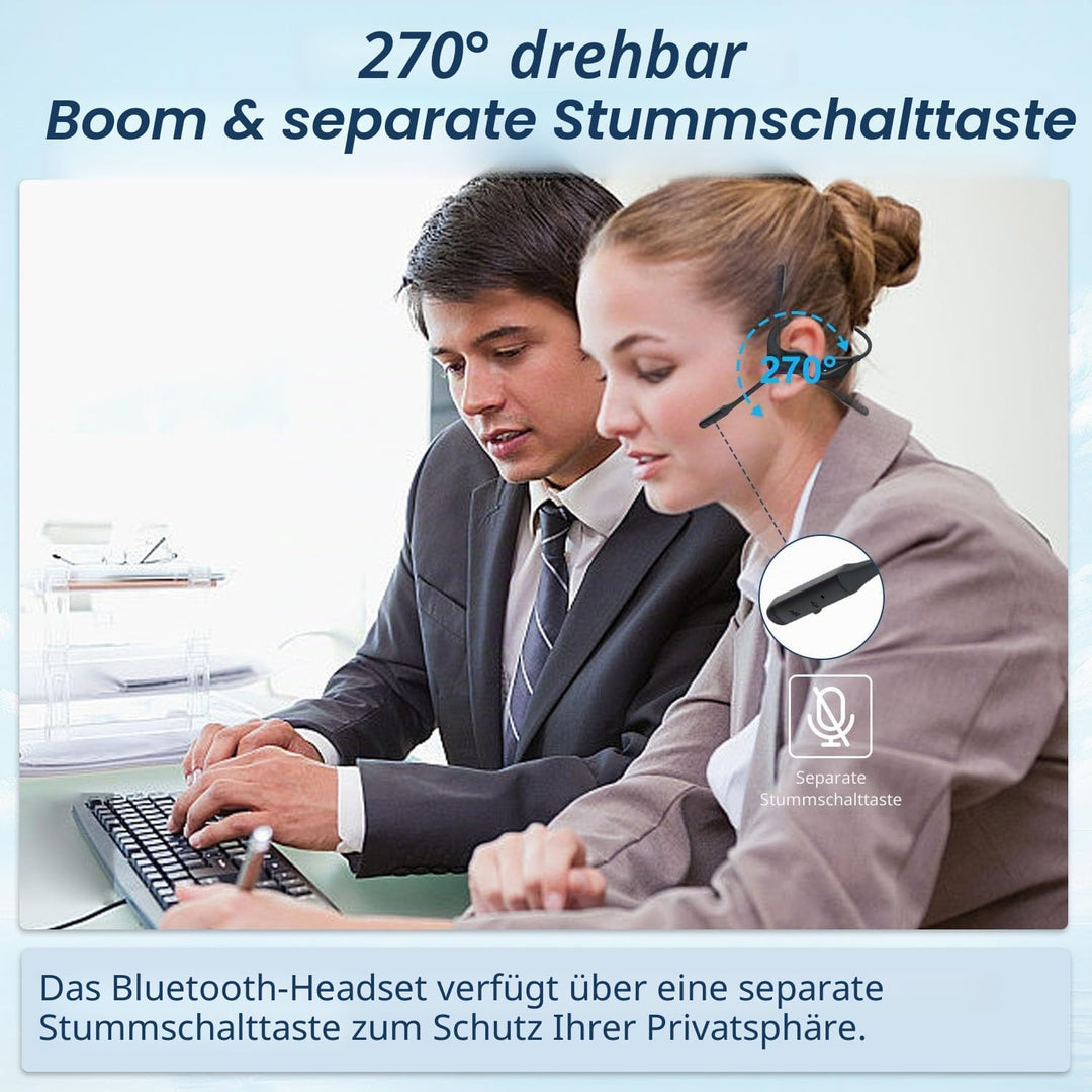 BANIGIPA Bluetooth 5.4 Headset mit Mikrofon, offene Kopfhörer mit Mikrofon, drahtloses Headset mit R