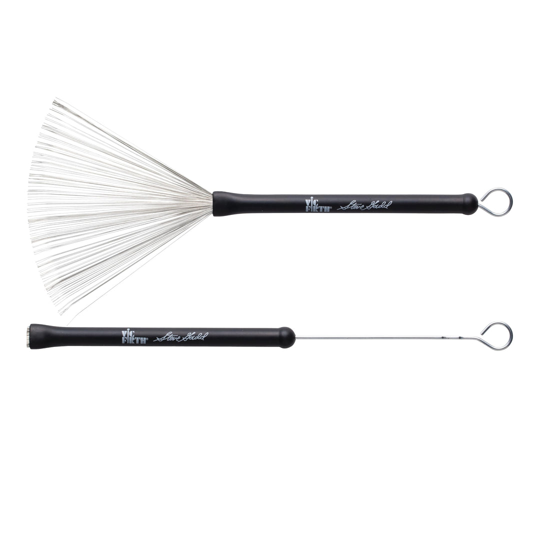 Vic Firth Signature Series Wire Brush - Steve Gadd - Retractable - Black Handle Wire Brush Single, W