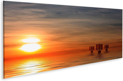 islandburner Bild auf Leinwand Wikingerschiffe 20A Bilder Wandbilder Poster Leinwand 120x40cm - Pano