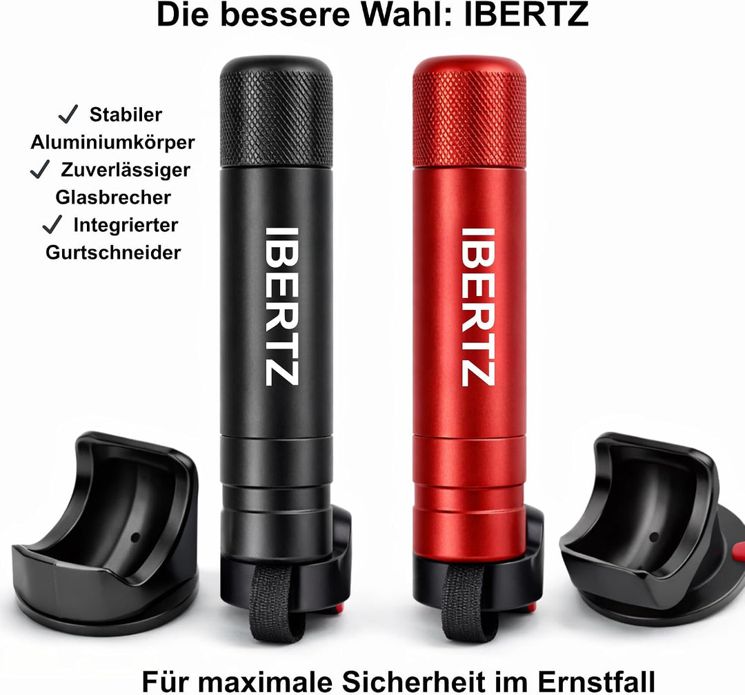 Notfallhammer Auto 2er Set mit Halterung & Testglas – Scheibenhammer mit Gurtschneider – KFZ Nothamm