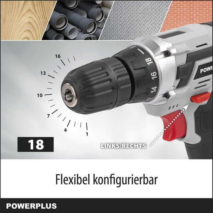 Powerplus Akkuschrauber & Akkubohrer POWC1051 - Schraubendreher & Bohrer 12V, Inkl. 1 x 1,3Ah Akku u