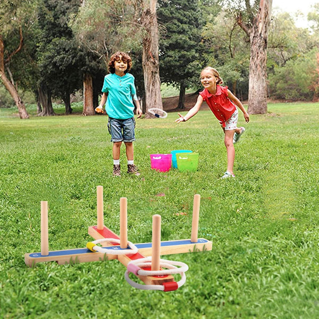Wurfspiel Ringwurfspiel, UlifeME Garten Spiele für Kinder und Erwachsene, 5 Pcs Hölzerne Seilringe +