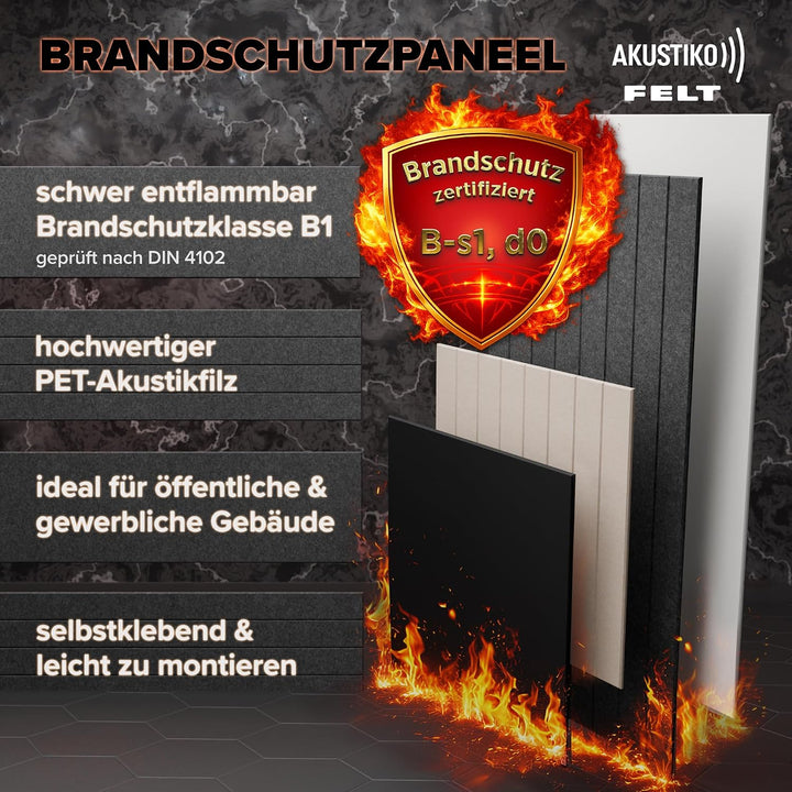 AKUSTIKO Akustikpaneele Selbstklebend 120x60cm - 4 Stück Taupe Akustik Wandpaneele Brandschutzklasse