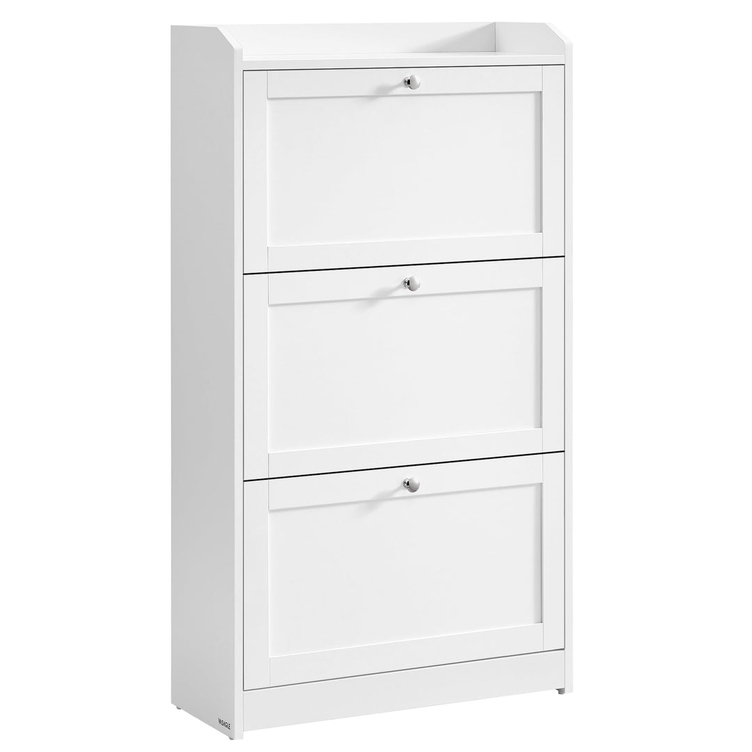 VASAGLE Schuhschrank 3 Klappen, Schuhkipper, Schuhregal, Schuhaufbewahrung, Oberplatte, Trennwand ve
