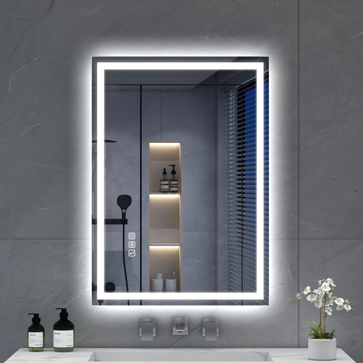 S'bagno Bluetooth-Badspiegel-mit-Beleuchtung-70x50cm, LED-Badezimmerspiegel mit Entfoggen, 3000K-650