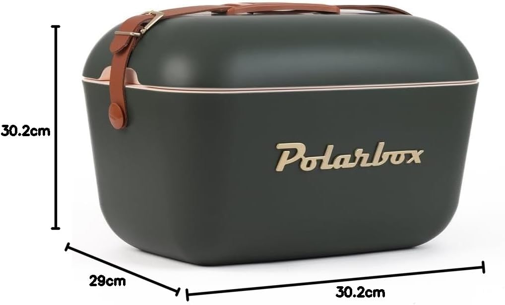 Polarbox Kühlbox Classic Kühltasche Retro Vintage Camping Picknick Strand 20L Green-Frost/Gold