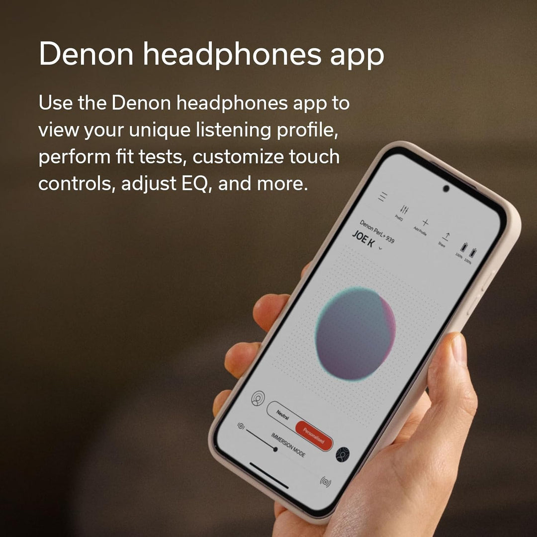 Denon PerL True Wireless-Kopfhörer, personalisiertes Klangprofil mit Masimo Adaptive Acoustic Techno