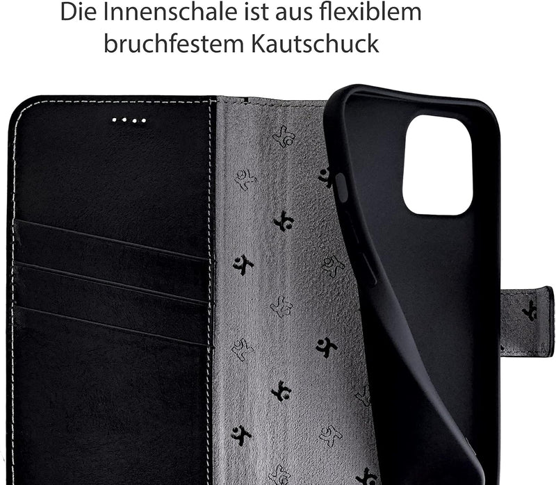 Suncase Book-Style Hülle kompatibel mit iPhone 13 Pro (6.1") Leder Tasche (Slim-Fit) Lederhülle Hand