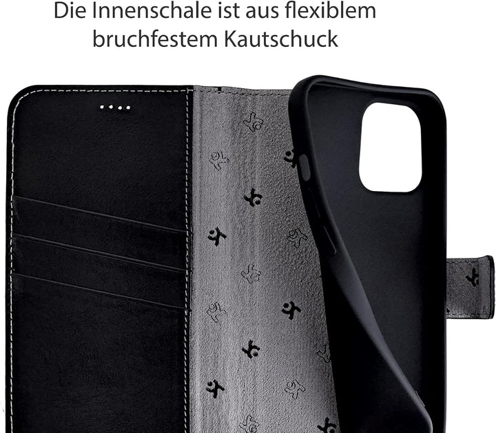 Suncase Book-Style Hülle kompatibel mit iPhone 12 Pro Max (6.7") Leder Tasche (Slim-Fit) Lederhülle