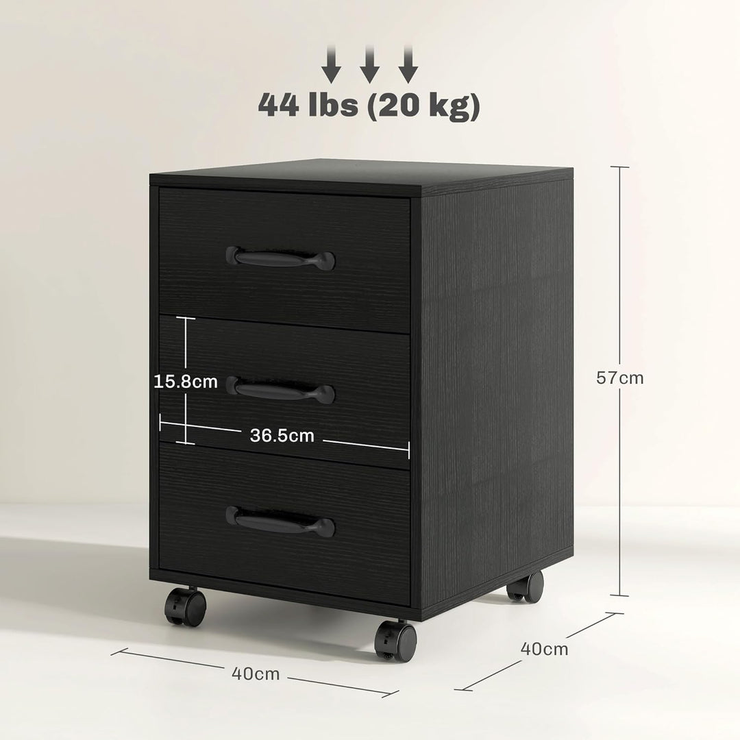 HOMCOM 3-Schubladen-Aktenschrank, Mobiler Aktenschrank für Home Office, Kleiner rollender, Druckerst