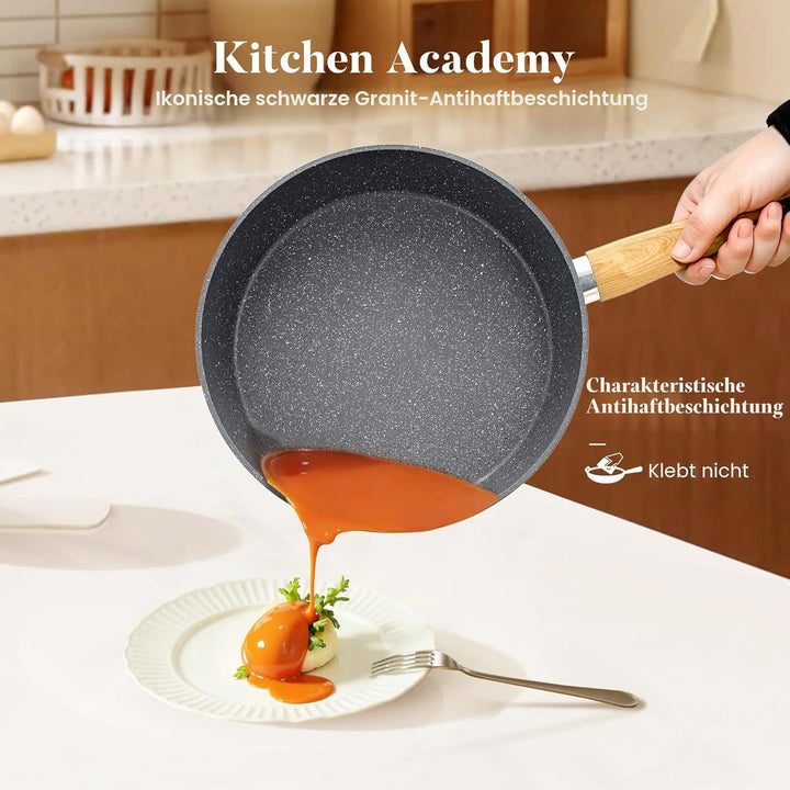 Kitchen Academy Topfset Pfannenset Induktion - 17 teilig, Kochgeschirr Set mit Glasdeckel, PFAS-frei