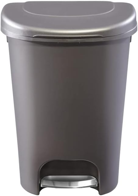 Rubbermaid Classic Tret-Abfalleimer mit Deckel und Edelstahlpedal, bronzefarbener Abfalleimer für di