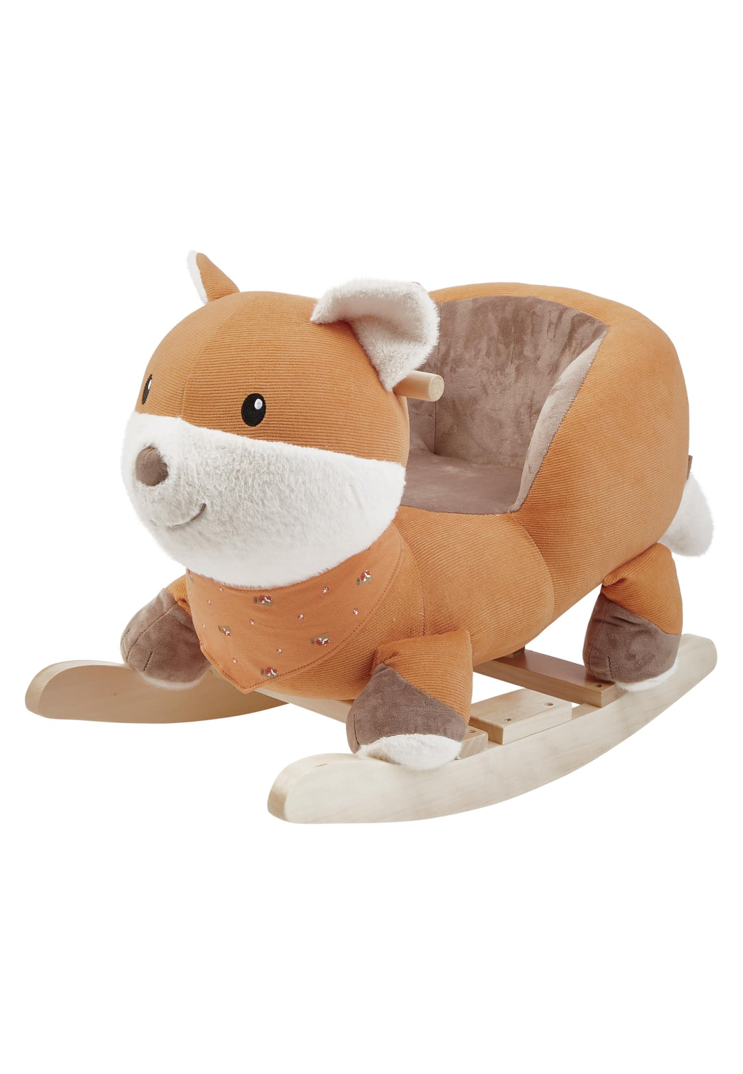 Sterntaler Schaukeltier Fuchs Filou - Schaukeltier aus Cord, Flausch & Holz - mit weicher Sitzfläche