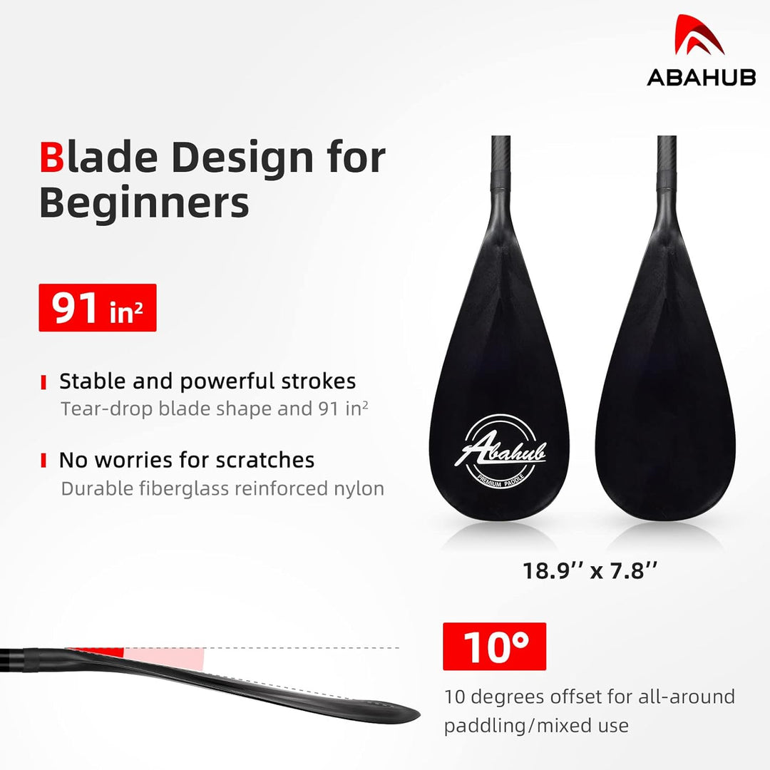 Abahub 3teilig Carbon SUP Paddel mit Paddeltasche Stand Up Teleskoppaddel 170-218cm Karbonschaft+Kun