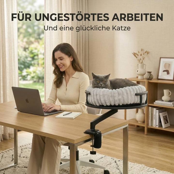 Katzenbett LEVI | Katzenbett Schreibtisch | Katzenplattform | Für Tische und Fenstersims | Inkl. 2 B