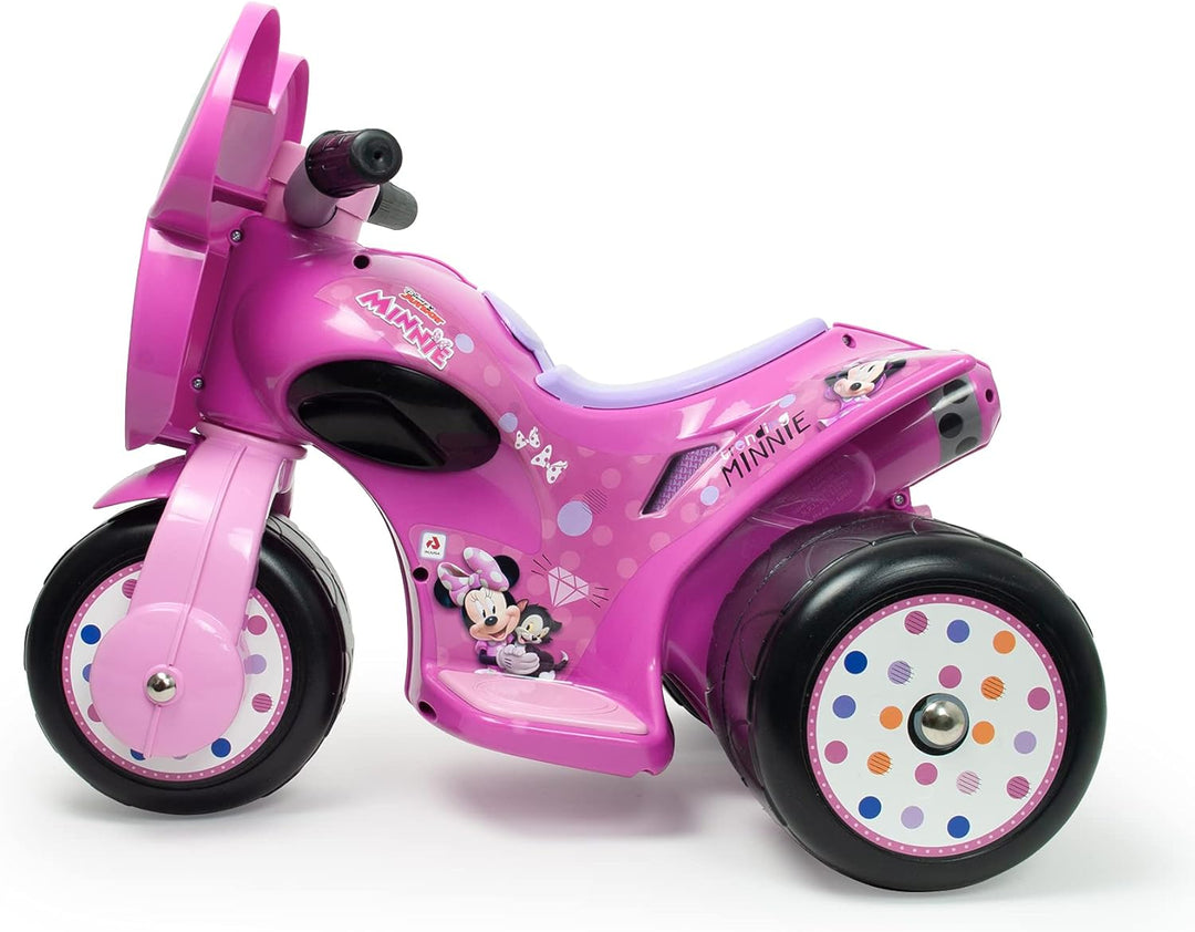 INJUSA - Elektromotorrad Minnie Mouse Samurai, 6V Batterie, für Kinder von 1 bis 3 Jahren, mit Gaspe