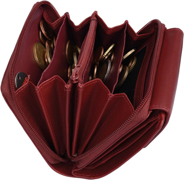Damenbörse LEMONDO in Echt-Leder, cherry, 13x10cm, Cherry