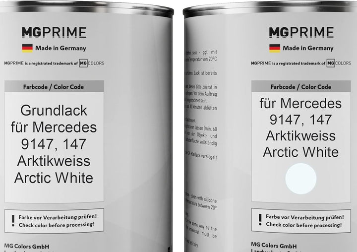 MG PRIME Autolack Dose Set für Mercedes 9147/147 Arktikweiss/Arctic White Grundlack Basislack 2K Kla