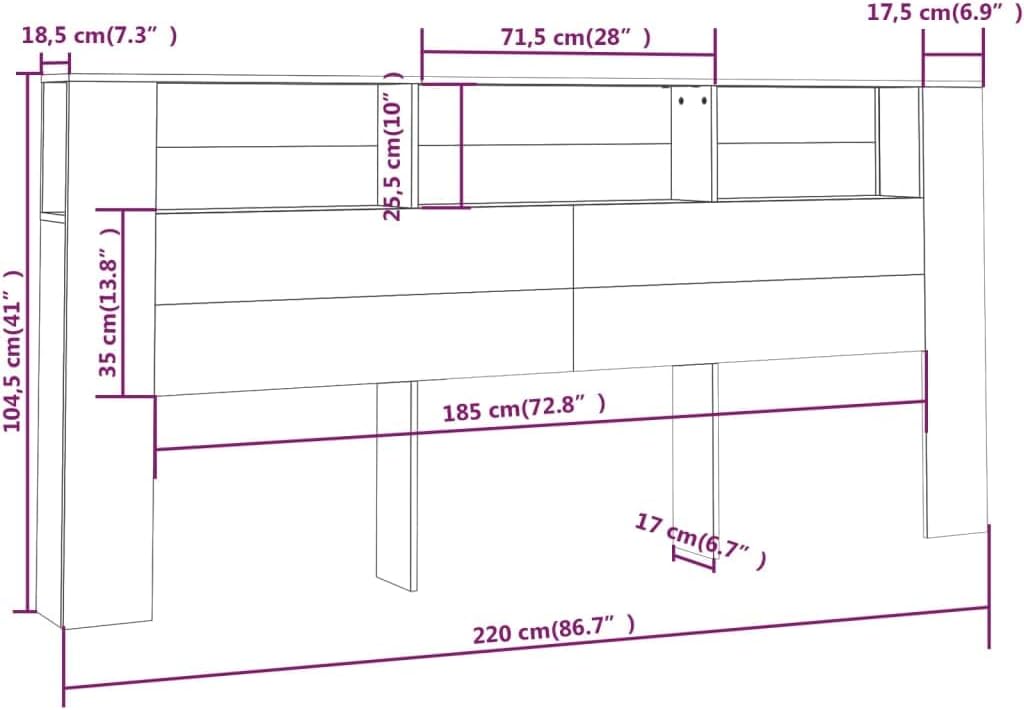 vidaXL Bett Kopfteil mit Ablagen Kopfteil-Regal Wand-Kopfteil Bücherregal-Kopfteil Betthaupt Bettkop