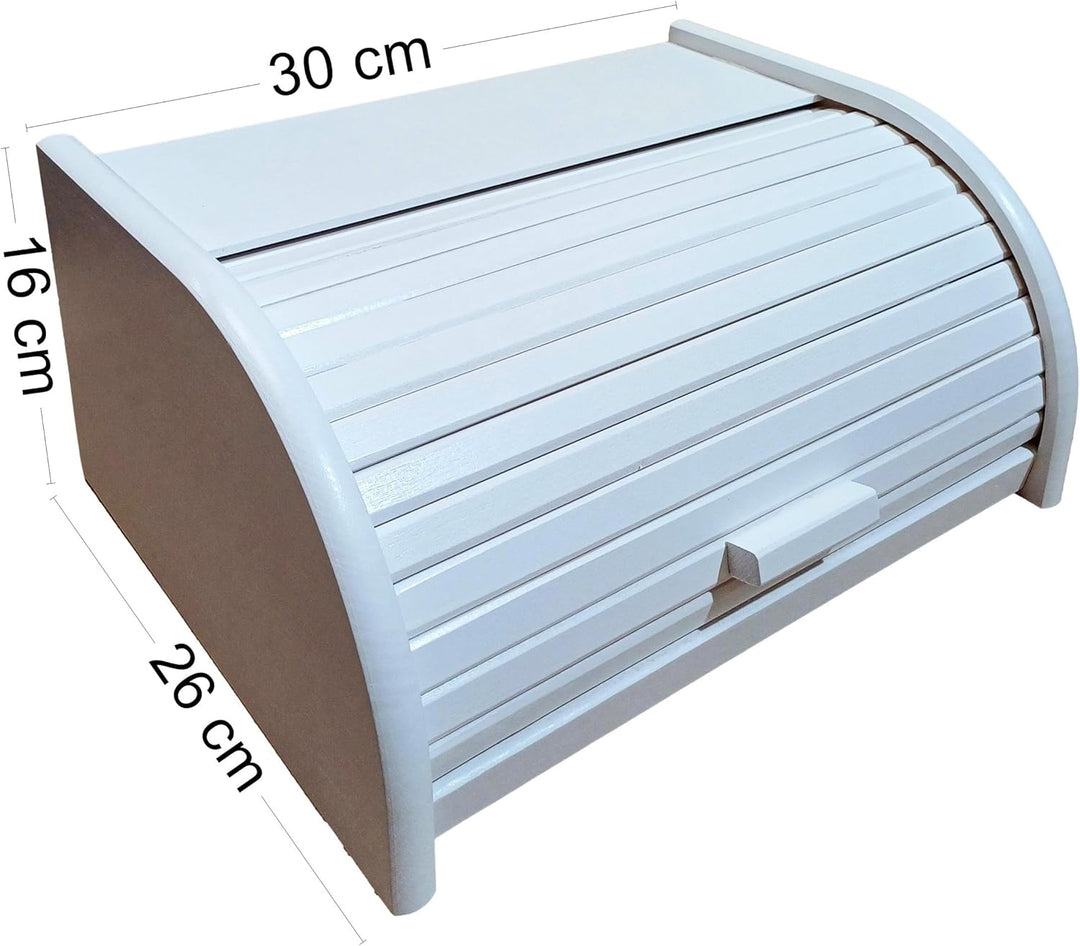 Brot-Box aus Holz, aufrollbar oder herunterklappbar, verschiedene Versionen erhältlich, holz, weiss,