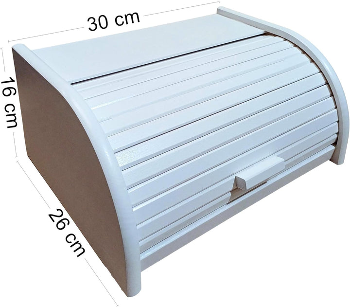 Brot-Box aus Holz, aufrollbar oder herunterklappbar, verschiedene Versionen erhältlich, holz, weiss,
