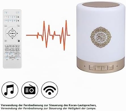 Koran Lampe, Koran Radio Player Lautsprecher, Tragbare 8GMP3 Touch LED Lampe Kabellose Fernbedienung