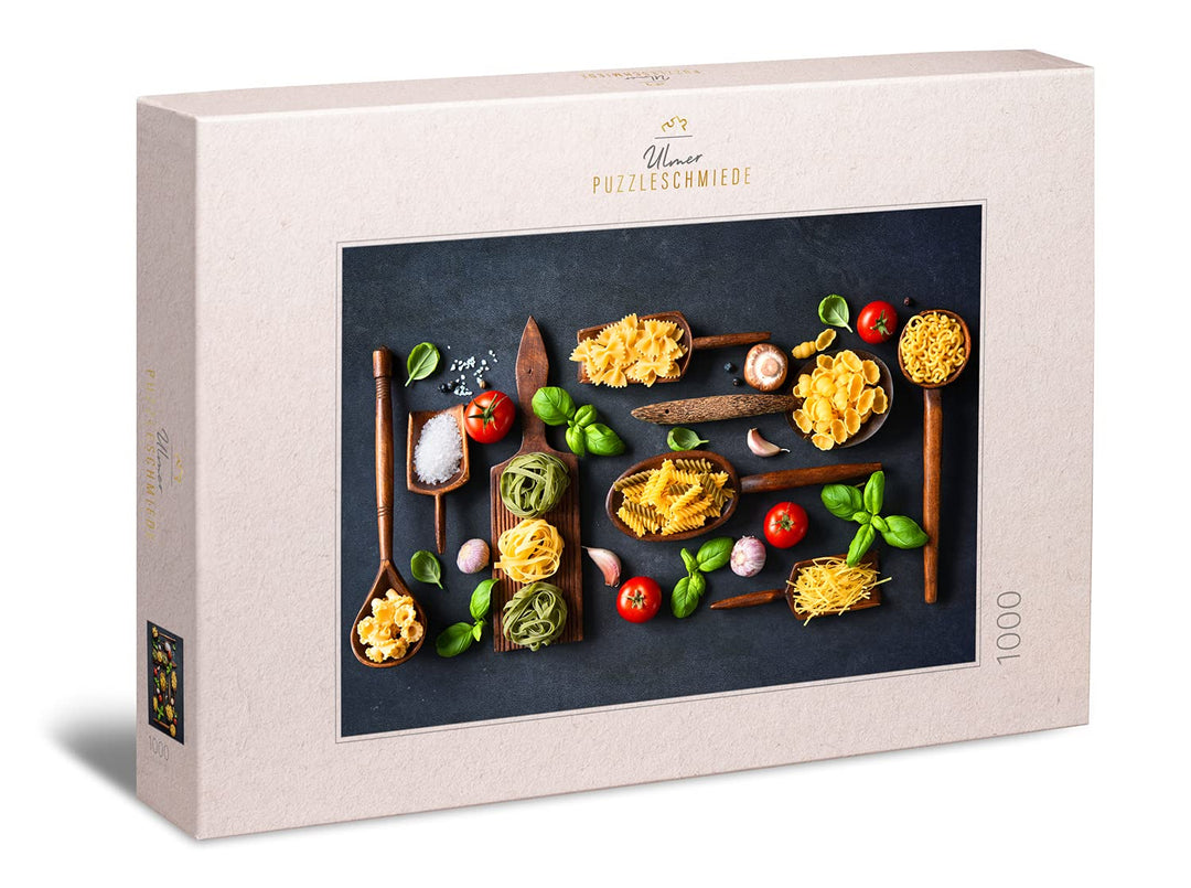 Ulmer Puzzleschmiede - Puzzle „cucina Italiana“– Klassisches 1000 Teile Puzzle – Puzzlemotiv italien