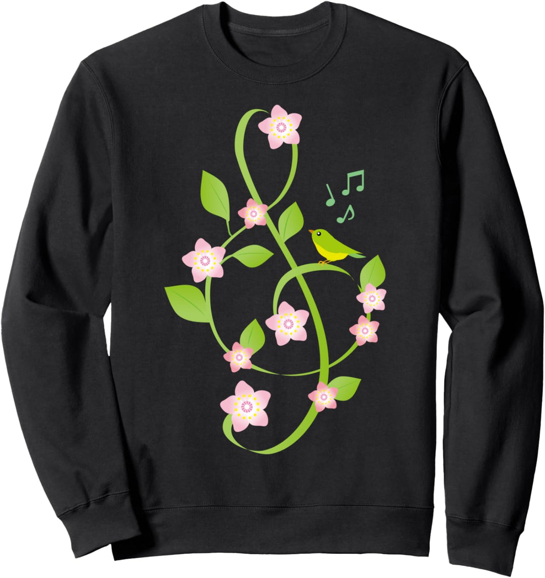 Musiknotenschlüssel Bunte Rosen Kolibri Musiknoten Sänger Sweatshirt