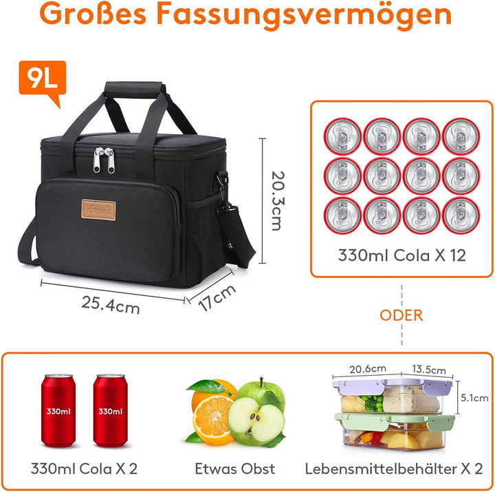 Lifewit Grosse Mittagstasche 12-Dosen (8.5L) Isolierte Lunchbox Weiche Kühlbox Kühltasche für Erwach