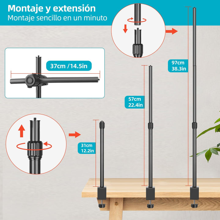 JEBUTU OS02 Kamera Tischstativ Overhead Stativ, 31-97cm verstellbar Kamera Tischhalterung für Kamera