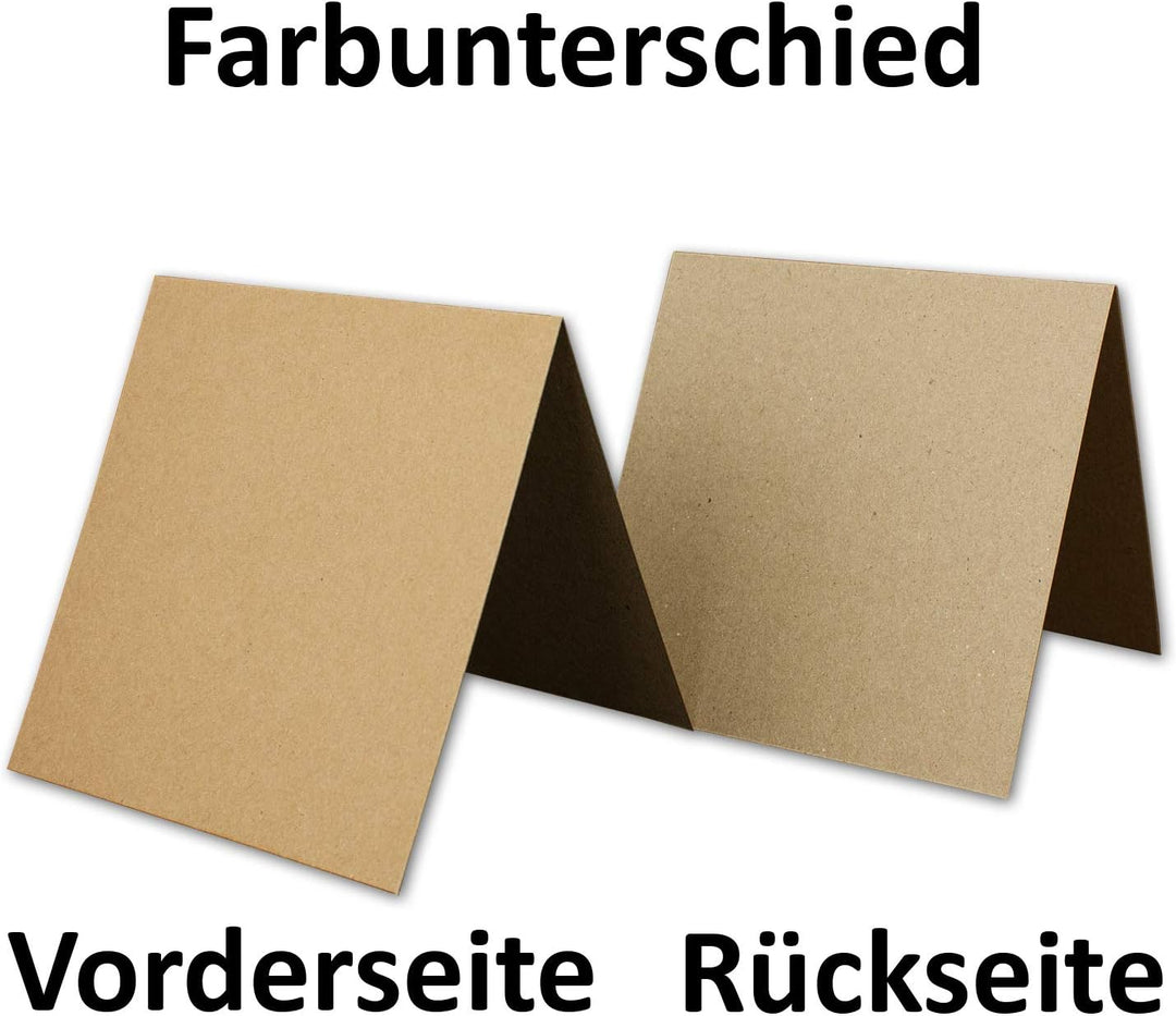 NEUSER PAPIER 100x Kraftpapier-Karten Set quadratisch 13,5 x 13,5 cm mit Brief-Umschlägen - Recyclin