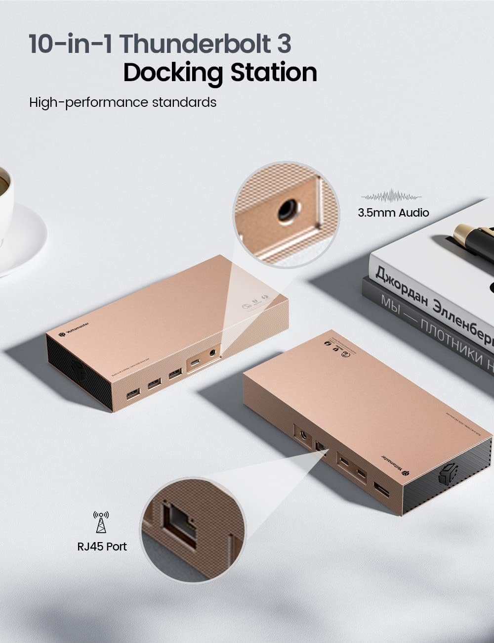 Yottamaster Thunderbolt 3 Docking Station Dual Monitor mit Dual 4TB NVMe/SATA Gehäuse, 11 in 1 USB C