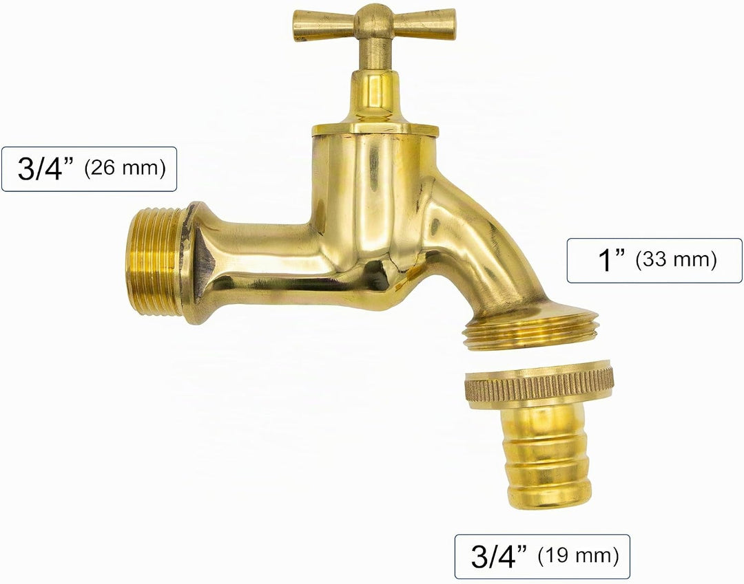 VARIOSAN Regentonnendurchführung + Auslaufventil Set 14948, 3/4", Messing, poliert 3/4" + Auslaufhah