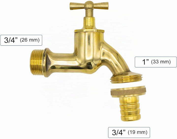 VARIOSAN Regentonnendurchführung + Auslaufventil Set 14948, 3/4", Messing, poliert 3/4" + Auslaufhah