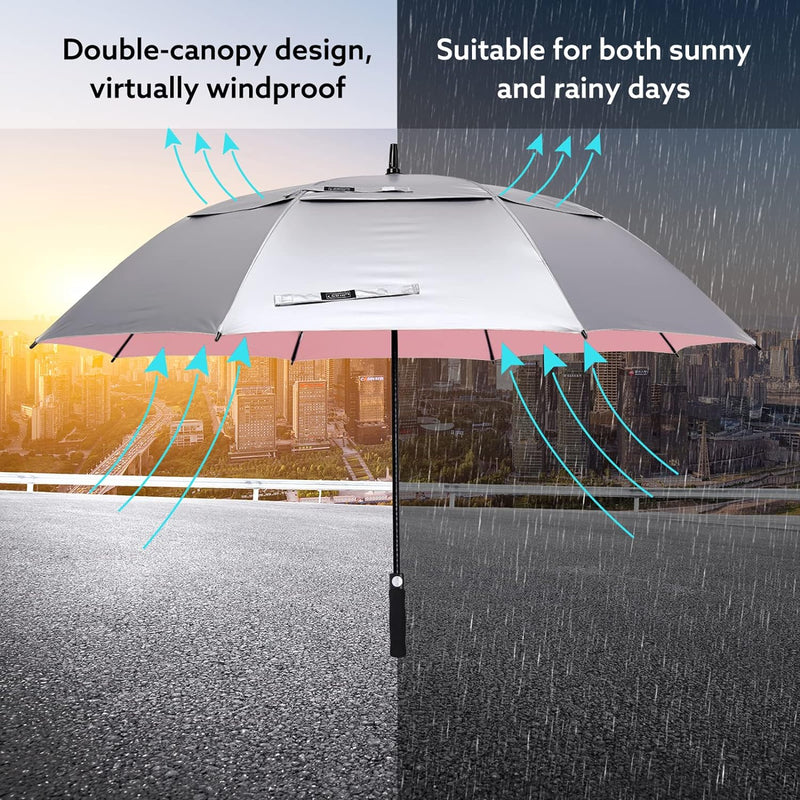 G4Free 62/68/72 Inch UV-Schutz Winddicht Sonnen- und Regenschirm Golfschirm Autorisches Öffnen Doppe