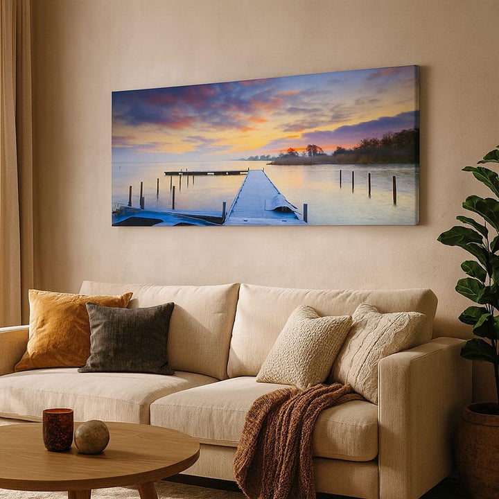 Wandbilder Dekoration Wohnzimmer Niederlande Natur Meer Sonnenuntergang Bilder auf Leinwand 120x50cm