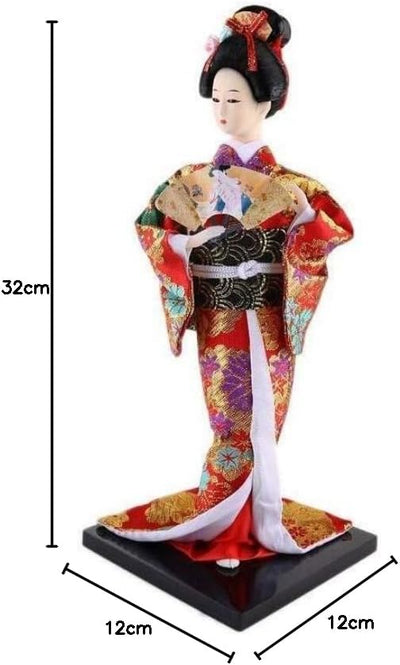 lachineuse - Japanische Puppe aus rotem Kimono - Traditionelle asiatische Puppe 31 cm - japanische D