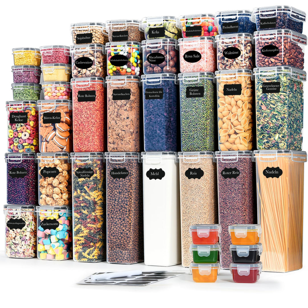 Haushaltszauber® Vorratsdosen Set XXL – 42-teilig | Luftdichte Vorratsdosen, Vorratsbehälter & Frisc