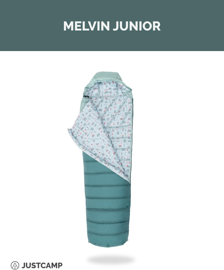 Justcamp Melvin Junior Kinderschlafsack Jungs &amp; Mädchen (100-150 cm Körpergrösse), Outdoor Schlafsac
